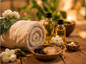Huiles de massage et serviettes douces