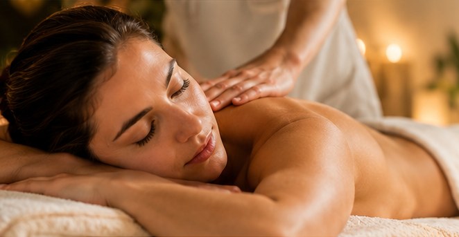 Massage détente dans une atmosphère chaleureuse